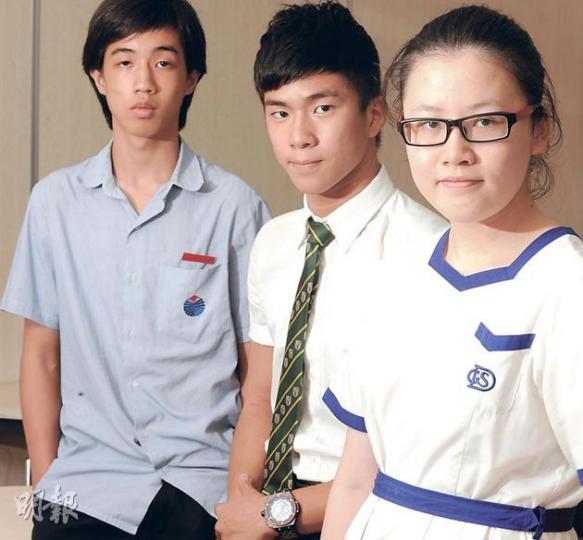 三位同學雖然仍是中學生，但已對畢業後投身投資銀行界充滿興趣。圖左至右分別為Joshua、Jonah及Bonnie。（劉焌陶攝）