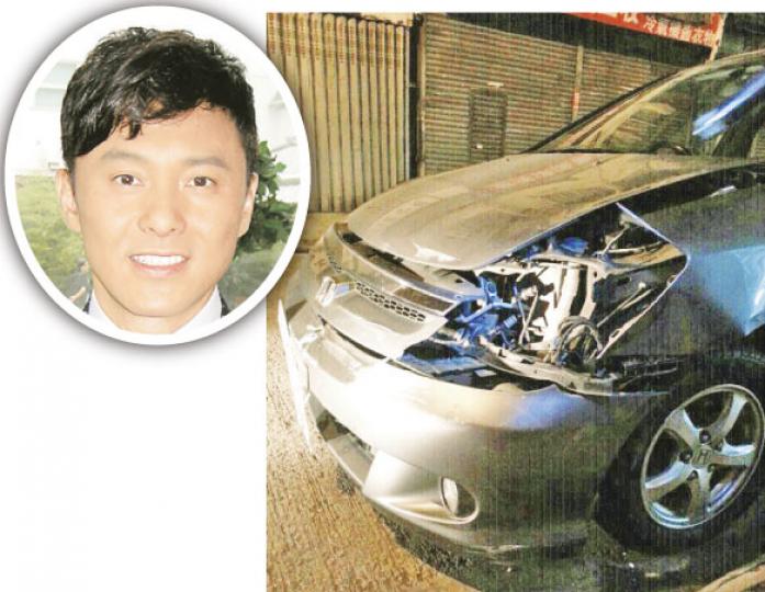 曹永廉遇交通意外,幸好人沒事,真是還得神落。(微博圖片) 曹永廉遇交通意外,幸好人沒事,真是還得神落。(微博圖片)