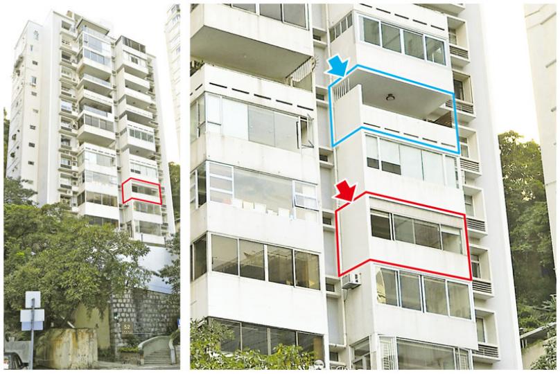 立法會工程界議員盧偉國位於半山堅尼地道文苑(左圖)的單位(紅框示),露台除了被玻璃窗圍封,露台右邊的護牆亦擅自加高(右圖紅箭嘴示),令露台密封成室內空間。大廈另一個單位(藍框示)則沒有圍封露台,只在露台右邊的護牆上加裝防盜欄杆(藍箭嘴示)。(葉家豪攝)本身是立法會發展事務委員會委員的工程界議員盧偉國,昨回應本報查詢時表示,購入單位時露台已被圍封,不肯定是否屬僭建,但他承諾會找專業人士跟進。(屈俊樂攝) 立法會工程界議員盧偉國位於半山堅尼地道文苑(左圖)的單位(紅框示),露台除了被玻璃窗圍封,露台右邊的護牆亦擅自加高(右圖紅箭嘴示),令露台密封成室內空間。大廈另一個單位(藍框示)則沒有圍封露台,只在露台右邊的護牆上加裝防盜欄杆(藍箭嘴示)。(葉家豪攝)本身是立法會發展事務委員會委員的工程界議員盧偉國,昨回應本報查詢時表示,購入單位時露台已被圍封,不肯定是否屬僭建,但他承諾會找專業人士跟進。(屈俊樂攝)