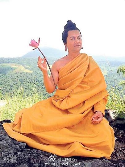 呂良偉的佛祖造型非常莊嚴。(微博圖片) 呂良偉的佛祖造型非常莊嚴。(微博圖片)