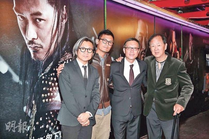 陳可辛(左起)趕到台北會合余文樂、劉偉強、王羽出席慈善活動。(微博圖片) 陳可辛(左起)趕到台北會合余文樂、劉偉強、王羽出席慈善活動。(微博圖片)