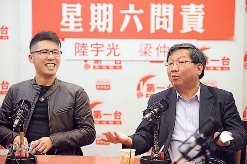 民陣副召集人王浩賢(左)昨日與愛港之聲召集人高達斌(右)一同出席港台節目。(尹錦恩攝) 民陣副召集人王浩賢(左)昨日與愛港之聲召集人高達斌(右)一同出席港台節目。(尹錦恩攝)