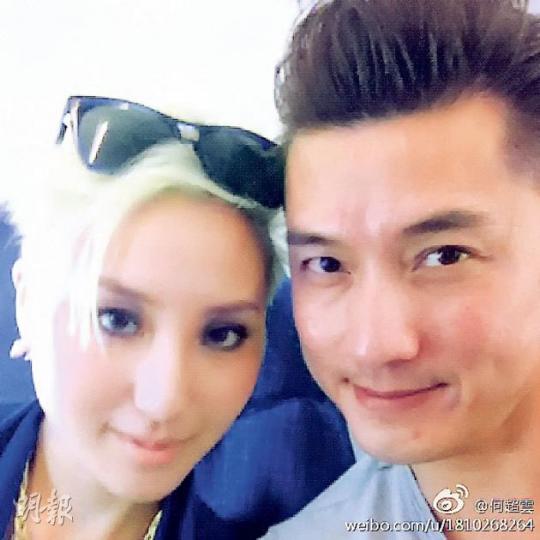 何超雲與男友陳山聰日日糖黐豆,在蛇年拉埋天窗也不出奇。(微博圖片) 何超雲與男友陳山聰日日糖黐豆,在蛇年拉埋天窗也不出奇。(微博圖片)
