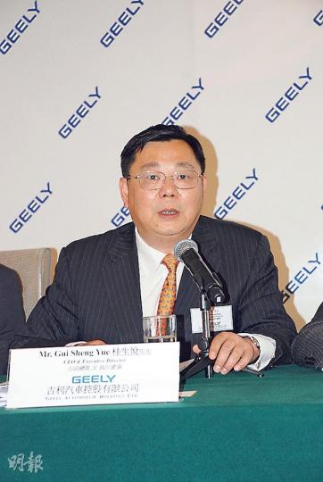 吉利行政總裁桂生悅(圖)不覺得去年日系車因釣島事件導致銷情下滑,反能令公司國產車銷量獲益很多。(陳子凌攝) 吉利行政總裁桂生悅(圖)不覺得去年日系車因釣島事件導致銷情下滑,反能令公司國產車銷量獲益很多。(陳子凌攝)