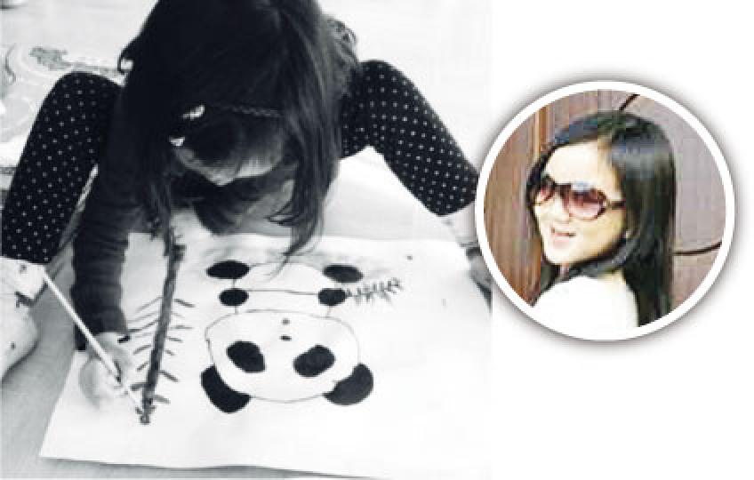 王菲的女兒李嫣畫的大熊貓是「嫣Design」的作品。(微博圖片) 王菲的女兒李嫣畫的大熊貓是「嫣Design」的作品。(微博圖片)