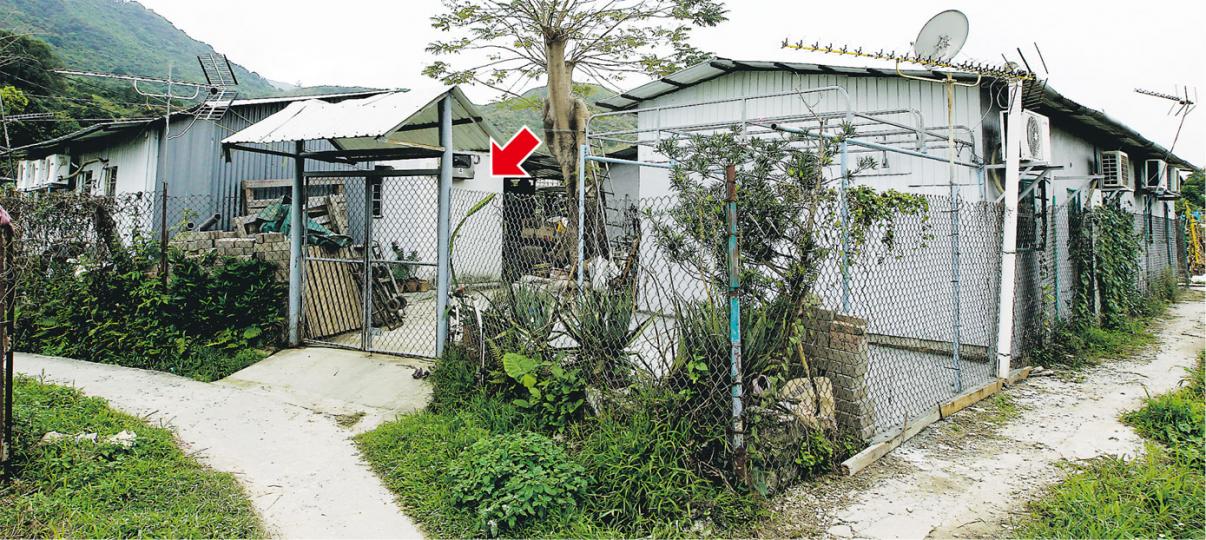 雞嶺村近年非法寮屋大量「繁殖」，甚至猶如宿舍般，建造成多個獨立房間出租，而且有鐵皮屋，也有石屋（箭嘴示）。（李澤彤攝）雞嶺村原居民張先生指圖中的寮屋以前只有1層，近年則變成2層。（李澤彤攝）雞嶺村不少寮屋以鐵皮和木板圍封建造，雖然外觀殘舊，但屋內居住環境比市區不少劏房要好。（李澤彤攝）張先生為免無人管理的農地被人霸佔興建非法寮屋，自己租用了兩塊農地，讓義工團體耕種。（李澤彤攝）（明報製圖）