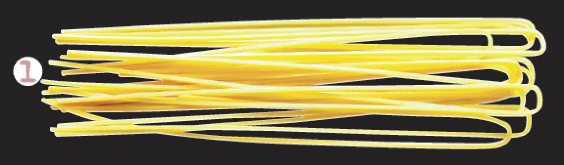 意大利粉(Spaghetti alla Chitarra)﹕屬意大利中部Abruzzo省的麵種,適合配搭的醬汁跟其他spaghetti無異,如番茄醬、蘑菇醬等。($40/包,500克,c)(陳淑安攝)Calabresi﹕屬意大利南部Calabria省的麵種,Massimo說意大利不少省份都有其獨有的pasta,這款pasta在香港十分罕見,故他特別引入到他的店裏。($40/包,500克,c)(陳淑安攝)長通粉(Penne Rigate)﹕($26/包,500克,c)(陳淑安攝)天使麵(Capel 意大利粉(Spaghetti alla Chitarra)﹕屬意大利中部Abruzzo省的麵種,適合配搭的醬汁跟其他spaghetti無異,如番茄醬、蘑菇醬等。($40/包,500克,c)(陳淑安攝)Calabresi﹕屬意大利南部Calabria省的麵種,Massimo說意大利不少省份都有其獨有的pasta,這款pasta在香港十分罕見,故他特別引入到他的店裏。($40/包,500克,c)(陳淑安攝)長通粉(Penne Rigate)﹕($26/包,500克,c)(陳淑安攝)天使麵(Capel