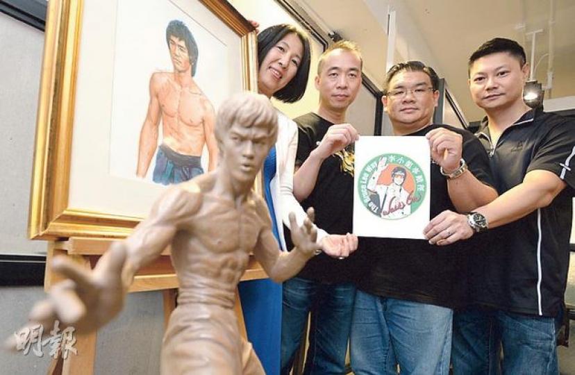 李小龍會海外推廣部主管上川智子（左起）、會長黃耀強、策劃及研究部主管丘光耀博士，以及宣傳及推廣部主管李耀龍，昨日宣布「李小龍事蹟徑」周六開幕。（盧翊銘攝）