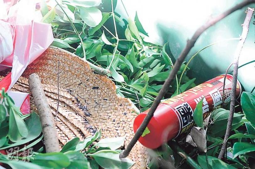 意外現場留有相信曾用作滅蟻的殺蟲劑及工人被燒焦的草帽。(楊德銘攝) 受傷的姓盧遊樂場職員(紫衫者)在滅蟻過程中被燒傷,送往北區醫院急症室治理,右邊臉頰及右手4隻手指均被燒傷。(楊德銘攝)據蟲害專家觀察,在遊樂場內游走的螞蟻,每隻約長1厘米,呈啡紅色,不是紅火蟻,只是本港戶外常見的其中一種普通蟻。(楊德銘攝) 意外現場留有相信曾用作滅蟻的殺蟲劑及工人被燒焦的草帽。(楊德銘攝) 受傷的姓盧遊樂場職員(紫衫者)在滅蟻過程中被燒傷,送往北區醫院急症室治理,右邊臉頰及右手4隻手指均被燒傷。(楊德銘攝)據蟲害專家觀察,在遊樂場內游走的螞蟻,每隻約長1厘米,呈啡紅色,不是紅火蟻,只是本港戶外常見的其中一種普通蟻。(楊德銘攝)