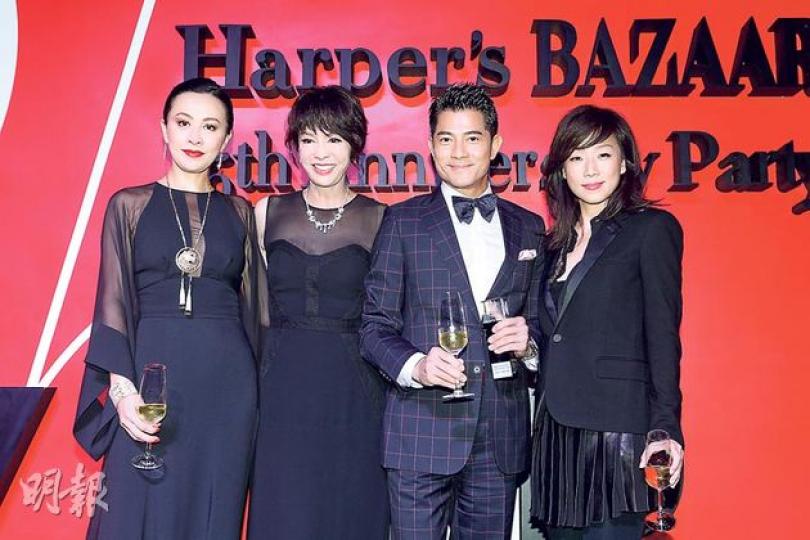 劉嘉玲（左起）、鄭裕玲、郭富城及林憶蓮同樣擁有時尚觸角，今次碰頭未知有否交流心得？（攝影：鍾偉茵）
