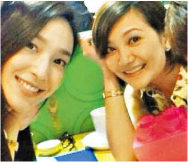 大肚婆吳佩慈（左）踢爆梁靜茹加入孕婦行列。（微博圖片）