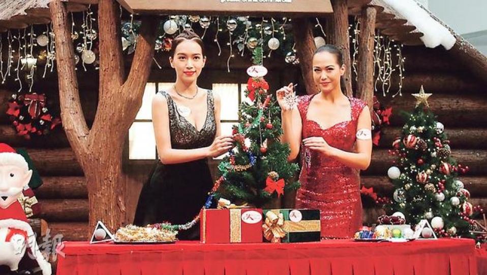 傅嘉莉（左）、貝安琪（右）出席聖誕活動鬥性感。（攝影/記者﹕柯美）