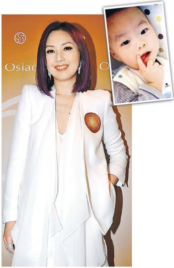 楊千嬅因為整晚照顧發燒的兒子Torres(小圖),難怪昨日面露疲態。(攝影:鍾偉茵) 楊千嬅因為整晚照顧發燒的兒子Torres(小圖),難怪昨日面露疲態。(攝影:鍾偉茵)