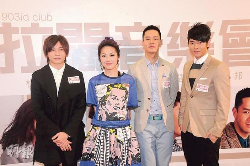 楊千嬅以前輩身分,教羅力威、藍奕邦及許廷鏗談吐及應對技巧。(攝影/記者:林祖傑) 楊千嬅以前輩身分,教羅力威、藍奕邦及許廷鏗談吐及應對技巧。(攝影/記者:林祖傑)