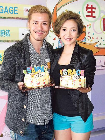 沈震軒(左)與王君馨(右)同是5月壽星,齊齊食蛋糕慶祝。(攝影/記者:鍾一虹) 沈震軒(左)與王君馨(右)同是5月壽星,齊齊食蛋糕慶祝。(攝影/記者:鍾一虹)