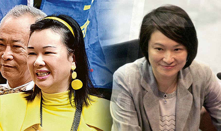 「香港關注會」的林依麗(左圖,前)昨日報名參選九龍城土瓜灣北,與民建聯主席李慧琼(右圖)對撼,同區還有獨立的沈泰鋒。(劉焌陶、郭慶輝攝) 「香港關注會」的林依麗(左圖,前)昨日報名參選九龍城土瓜灣北,與民建聯主席李慧琼(右圖)對撼,同區還有獨立的沈泰鋒。(劉焌陶、郭慶輝攝)