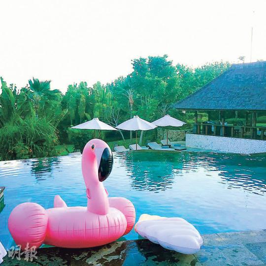 林心如上載峇里酒店泳池的照片,網民祝福她「永浴愛河」。(微博圖片) 林心如上載峇里酒店泳池的照片,網民祝福她「永浴愛河」。(微博圖片)