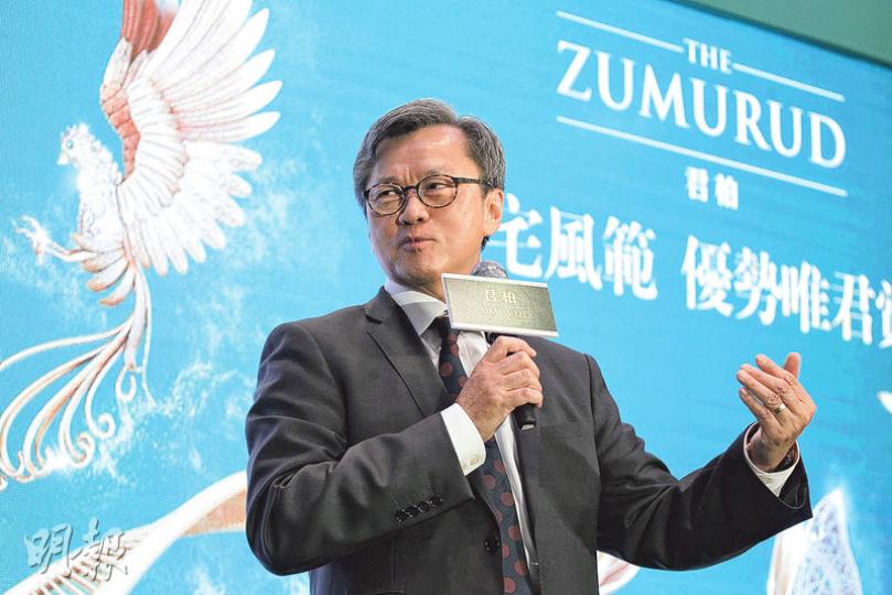 長實地產執行董事趙國雄（圖）表示，近月樓市氣氛熾熱，亞皆老街君柏亦將乘勢於短期內開放現樓，部署黃金周推售。（郭慶輝攝）