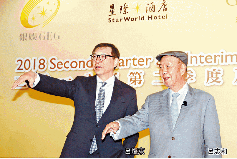 ■銀娛副主席呂耀東及主席呂志和。何耀勤攝 ■銀娛副主席呂耀東及主席呂志和。何耀勤攝