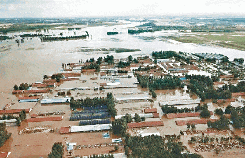 山東壽光市淪為澤國。 山東壽光市淪為澤國。
