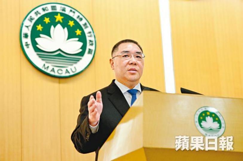 崔世安將出任澳門維護國家安全委員會主席。資料圖片 崔世安將出任澳門維護國家安全委員會主席。資料圖片