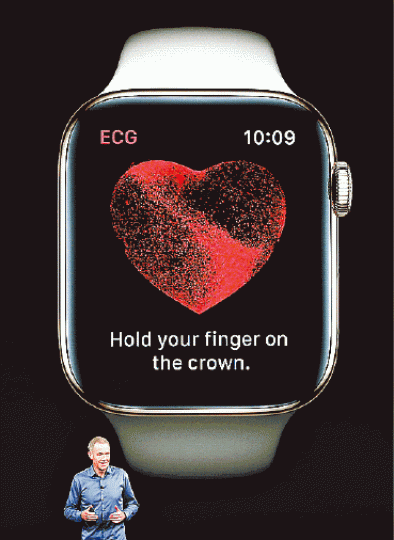 新Apple Watch將支援心電圖功能。美聯社 新Apple Watch將支援心電圖功能。美聯社