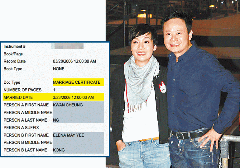 江美儀自爆與吳君祥分手,豈料原來06年已經結婚。《蘋果》昨日便找到二人在西雅圖結婚的證明(左圖)。江美儀昨日在社交網上貼新相,並祝福舊愛吳君祥。互聯網圖片 江美儀自爆與吳君祥分手,豈料原來06年已經結婚。《蘋果》昨日便找到二人在西雅圖結婚的證明(左圖)。江美儀昨日在社交網上貼新相,並祝福舊愛吳君祥。互聯網圖片