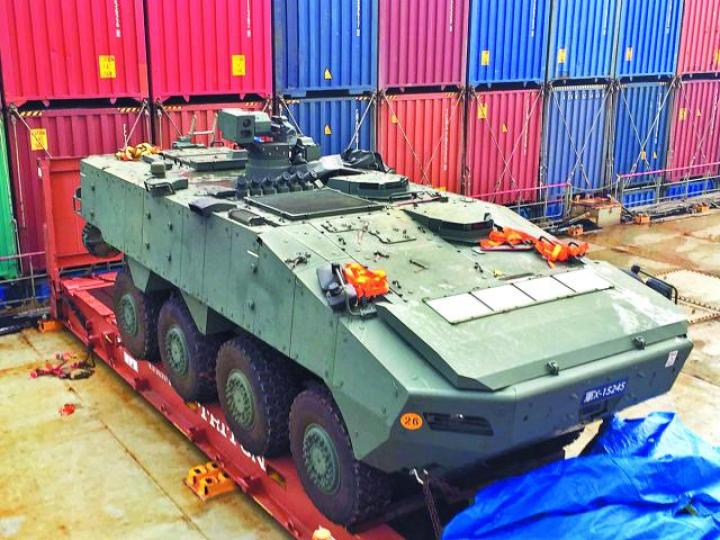 新加坡一批裝甲車由台灣過境香港時遭海關扣查。 資料圖片 新加坡一批裝甲車由台灣過境香港時遭海關扣查。 資料圖片