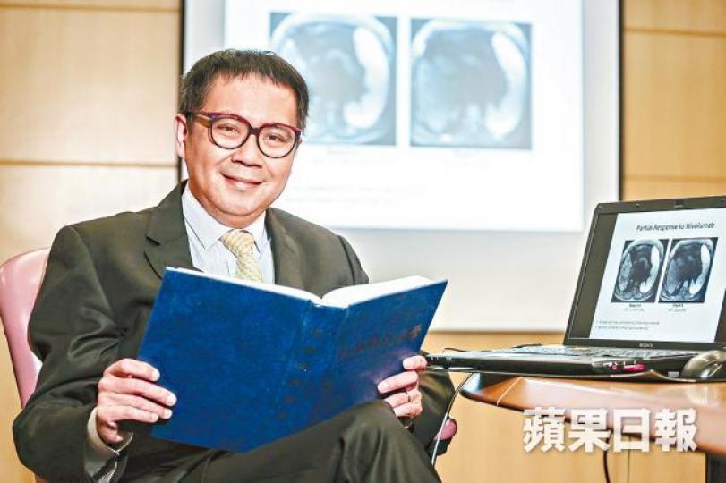 邱宗祥透露，港大明年將公佈兩項免疫治療臨床研究結果，初步結果理想，有望改寫肝癌治療方向，提早用免疫藥。何顈賢攝