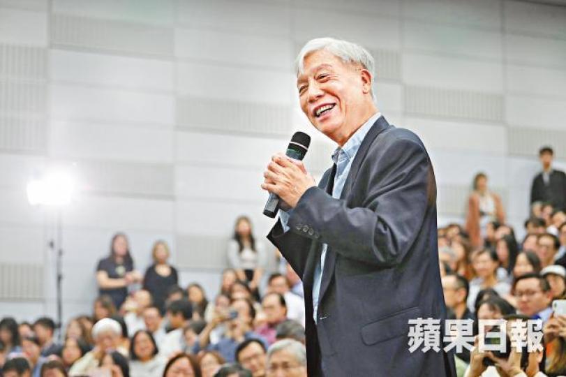 朱耀明早前出席中大講座稱,在威權下要堅持信念勿灰心。何家達攝 朱耀明早前出席中大講座稱,在威權下要堅持信念勿灰心。何家達攝
