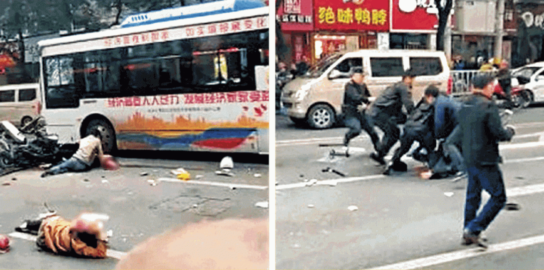 福建龍岩昨發生劫持巴士撞人事件，多名傷者倒地，疑兇被捕。互聯網