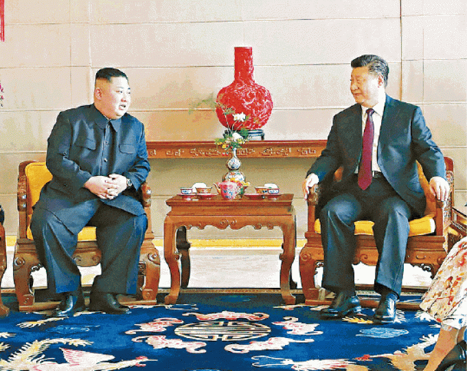 國家主席習近平前日與到訪的北韓領導人金正恩會晤。 國家主席習近平前日與到訪的北韓領導人金正恩會晤。
