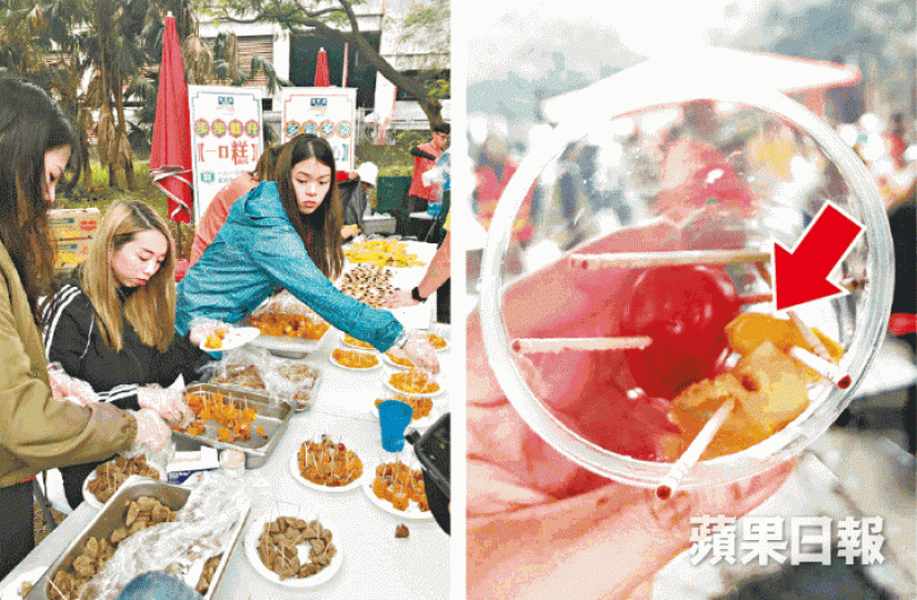 街馬賽道設補給站,跑手更可嚐鮑魚(箭嘴示)。 街馬賽道設補給站,跑手更可嚐鮑魚(箭嘴示)。