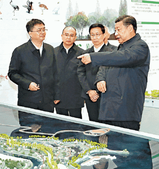 習近平巡視京津冀期間,指示雄安新區的發展情況。新華社 習近平巡視京津冀期間,指示雄安新區的發展情況。新華社
