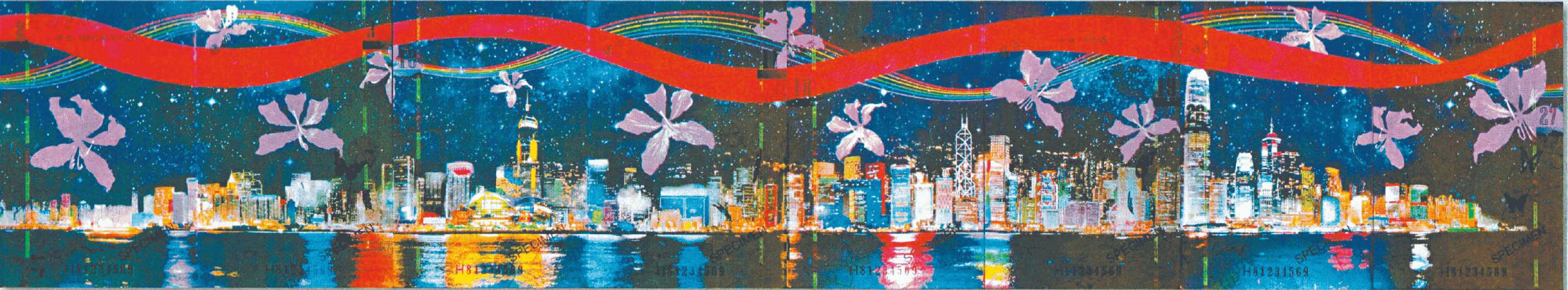簽證頁採用全色螢光印刷,在紫外光燈下會呈現維港夜景。 簽證頁採用全色螢光印刷,在紫外光燈下會呈現維港夜景。