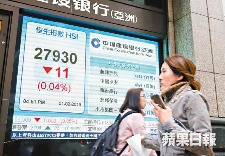 港股上周五微跌11點,收報27930點。資料圖片 港股上周五微跌11點,收報27930點。資料圖片