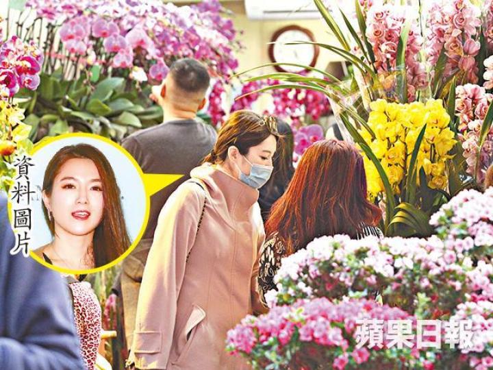 首次以人妻身份過年的苟芸慧，在花墟慢慢揀花。