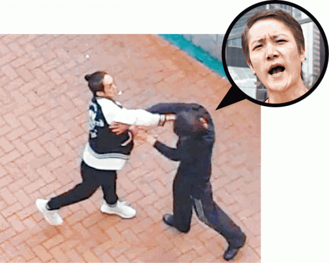 被告黃富杰(左)事發時揮剪狂插二哥黃英強(圓圖)面頰及頭顱。 被告黃富杰(左)事發時揮剪狂插二哥黃英強(圓圖)面頰及頭顱。