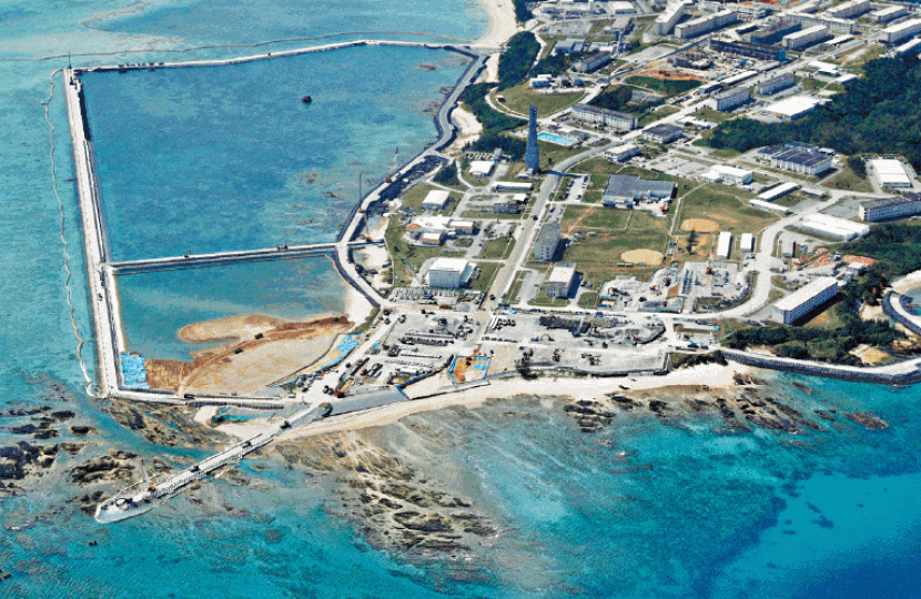 大多數居民反對美軍基地遷址,仍無阻填海工程。路透社 大多數居民反對美軍基地遷址,仍無阻填海工程。路透社