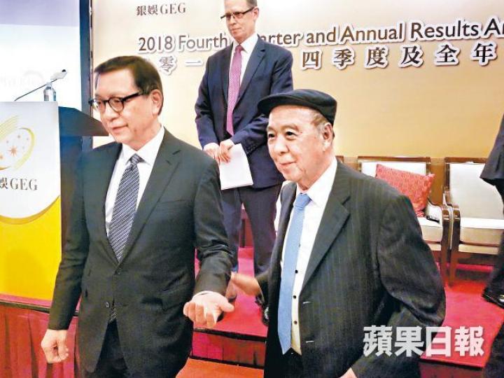 銀娛副主席呂耀東(左)及銀娛主席呂志和。 銀娛副主席呂耀東(左)及銀娛主席呂志和。