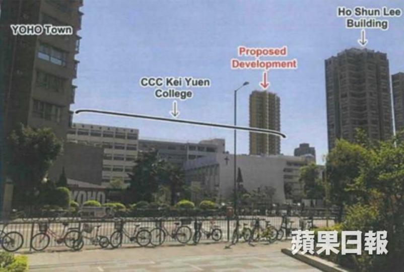 城規會文件顯示，項目位於聖公會白約翰會督中學對出、朗怡居東北面。