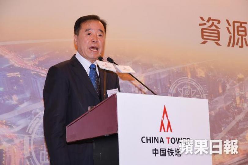 中國鐵塔董事長佟吉祿稱,集團日後派息比率要視乎每年的業績及現金流水平而定。何耀勤攝 中國鐵塔董事長佟吉祿稱,集團日後派息比率要視乎每年的業績及現金流水平而定。何耀勤攝