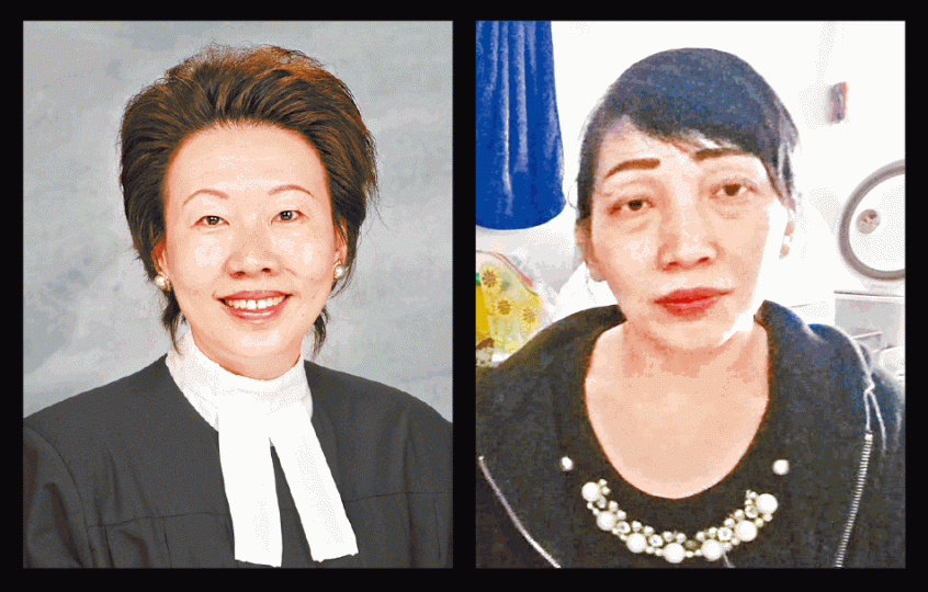 主任裁判官吳蕙芳不滿被告辜建芬(右圖)「搞搞震」。資料圖片 主任裁判官吳蕙芳不滿被告辜建芬(右圖)「搞搞震」。資料圖片