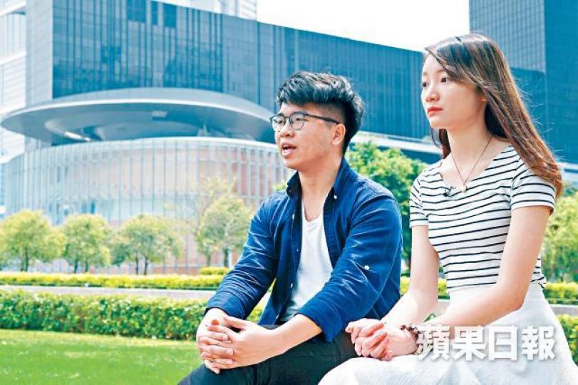 朱恩浩(左)及何嘉柔雖因闖入政總請願被捕,但無損對抗惡法的信念。伍嘉亮攝 朱恩浩(左)及何嘉柔雖因闖入政總請願被捕,但無損對抗惡法的信念。伍嘉亮攝