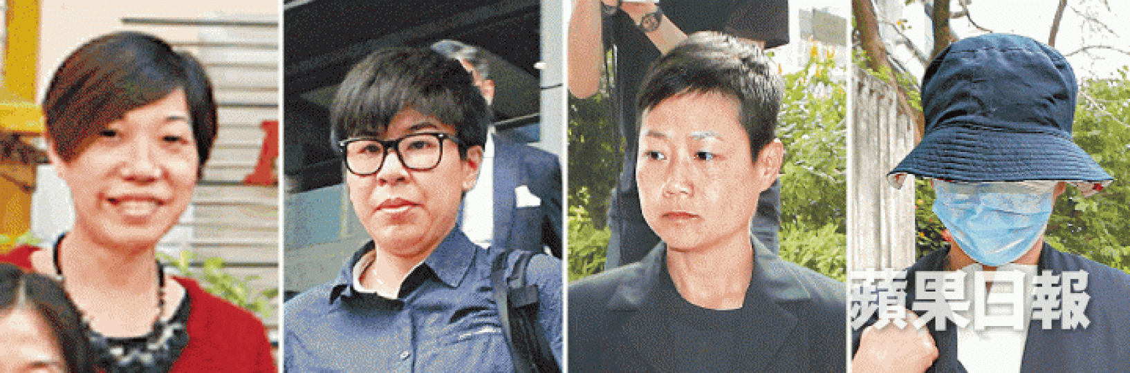 左起:協和洩試題案的四名被告鄭嘉儀、曾詠珊、黃佩雯及余玲菊。 左起:協和洩試題案的四名被告鄭嘉儀、曾詠珊、黃佩雯及余玲菊。