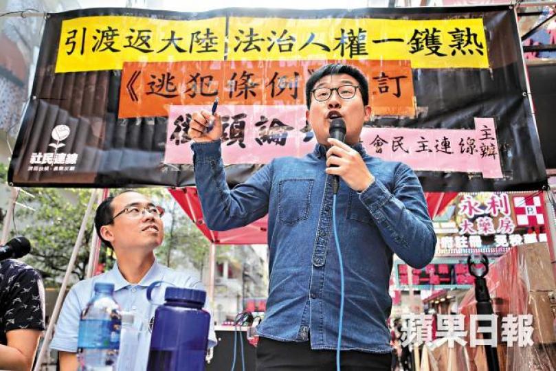 黃浩銘昨出席街頭論壇,自言受威脅程度比不上商界。何頴賢攝 黃浩銘昨出席街頭論壇,自言受威脅程度比不上商界。何頴賢攝