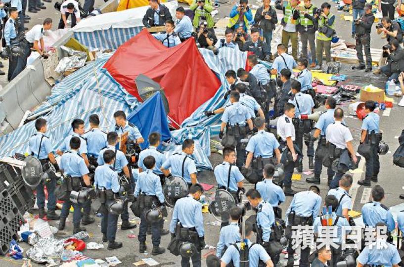 警方在2014年12月清場。資料圖片 警方在2014年12月清場。資料圖片