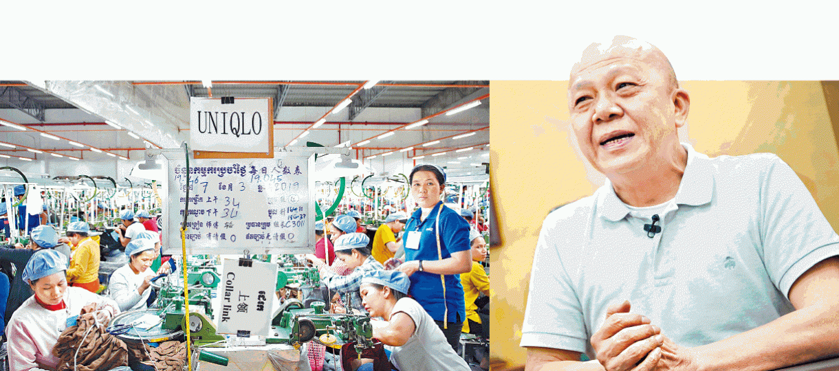 毛衣生產商陳志光(右圖)在90年代末於柬埔寨設廠,當地現佔逾九成業務。王心義攝 毛衣生產商陳志光(右圖)在90年代末於柬埔寨設廠,當地現佔逾九成業務。王心義攝