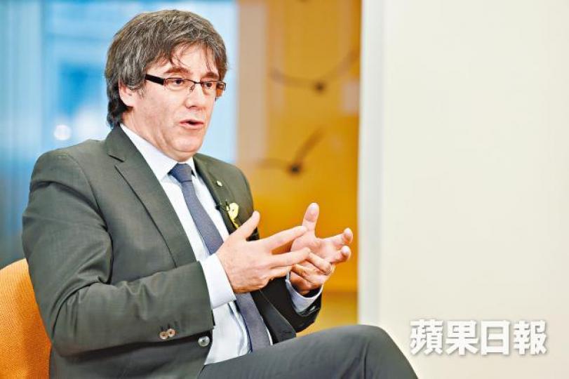 普伊格蒙特發帖聲援佔中九子,表明支持因傘運而被判入獄的人士。資料圖片 普伊格蒙特發帖聲援佔中九子,表明支持因傘運而被判入獄的人士。資料圖片