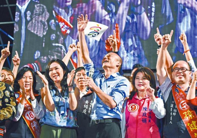 韓國瑜民調高企,國民黨員要求黨徵召他出選總統的呼聲日熾。 資料圖片 韓國瑜民調高企,國民黨員要求黨徵召他出選總統的呼聲日熾。 資料圖片